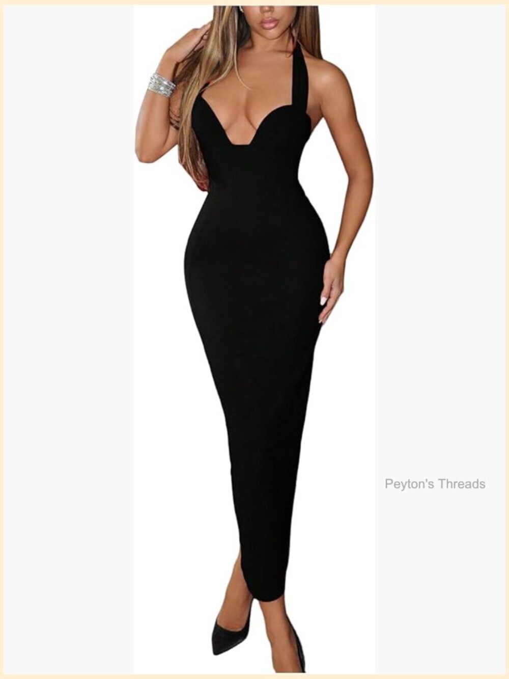 Halter Maxi Dress with High Slit Bodycon Formal Evening Party